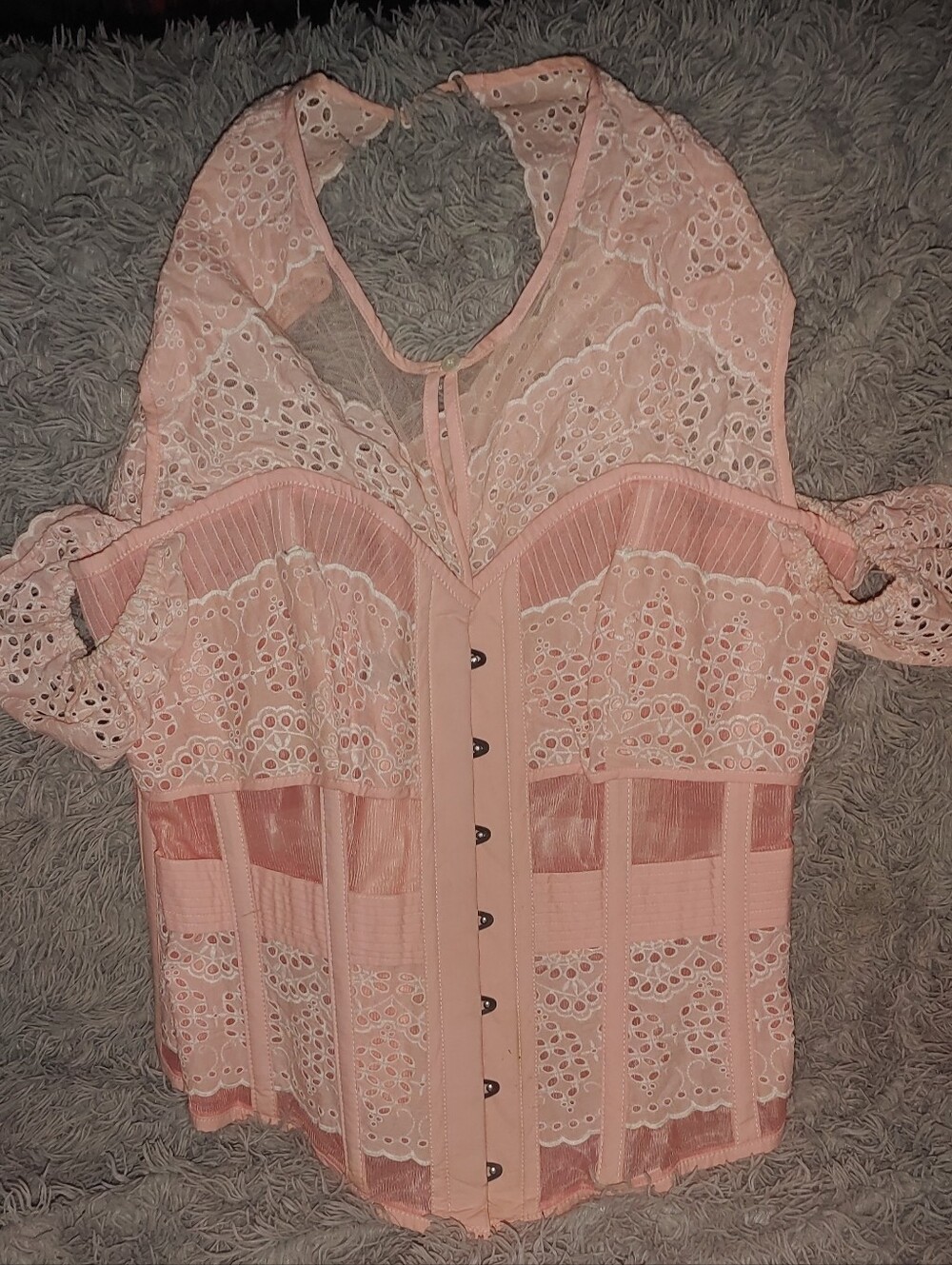 Pink Lace Eyelet Corset Top